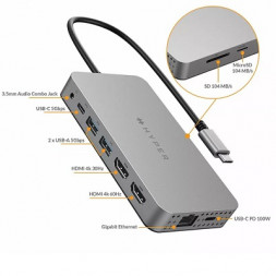 USB Хаб Hyper HyperDrive Dual 4K HDMI 10-в-1 USB-C