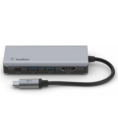 Адаптер Belkin USB-C 4-in-1 Multiport Adapter - HDMI, 2xUSB-A, USB-C, 100Вт, серый в Симферополе