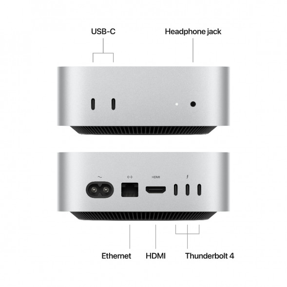Компьютер Apple Mac mini M4 2024 (MU9D3) (10 Core GPU, 16ГБ, 256ГБ SSD, Apple, macOS), серебристый в Симферополе